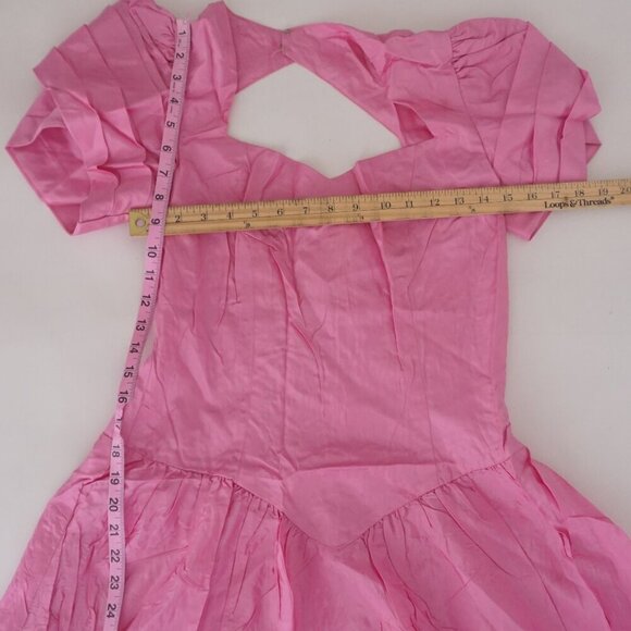 Vintage Bridal Originals Pink Bridesmaid 80's Prom Midi Short Sleeve Dress 10 - Picture 3 of 14